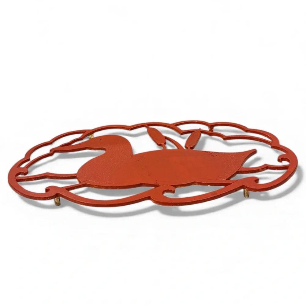 Japanese Iron Duck Trivet/ Red Duck Wall Decor Footed Hot Pot Trivet Red Duck